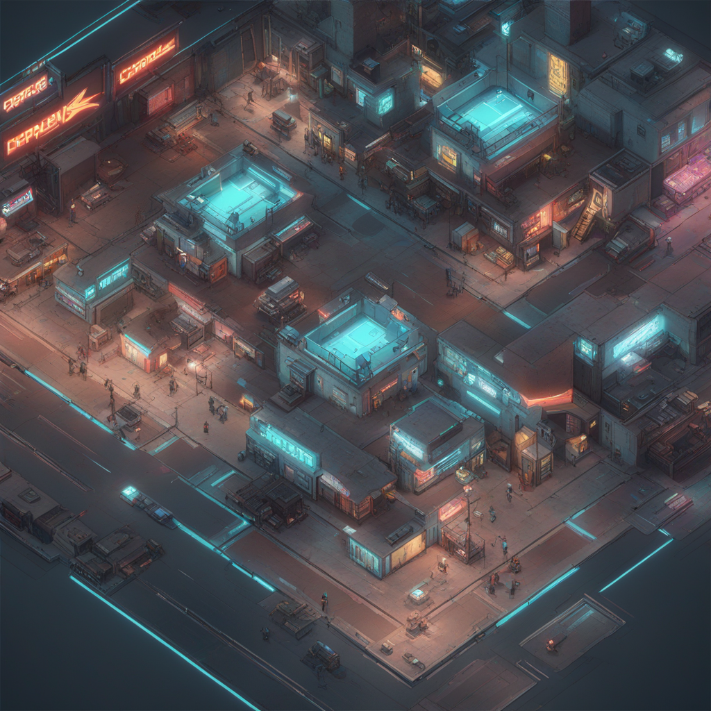 KREA AI isometric topdown, scifi, futuristic, game art,