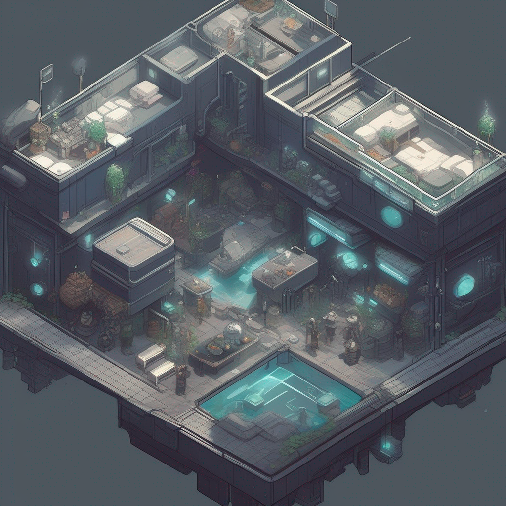 KREA AI isometric topdown, scifi, futuristic, game art,