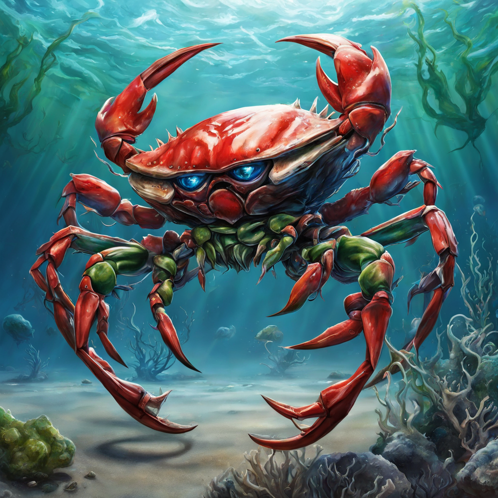 KREA AI Angry Fantasy Ocean Crab, Hyper realistic, Aliens