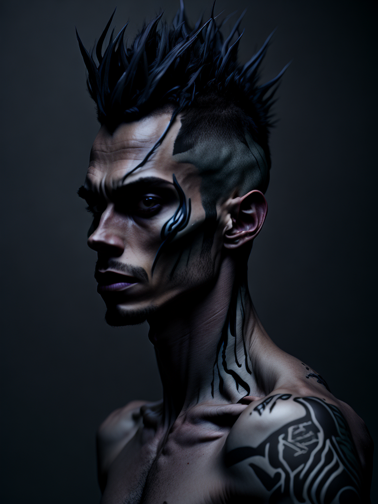 KREA AI - male model, punk, alien