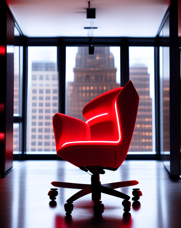 KREA AI red directional and office chair with leds...