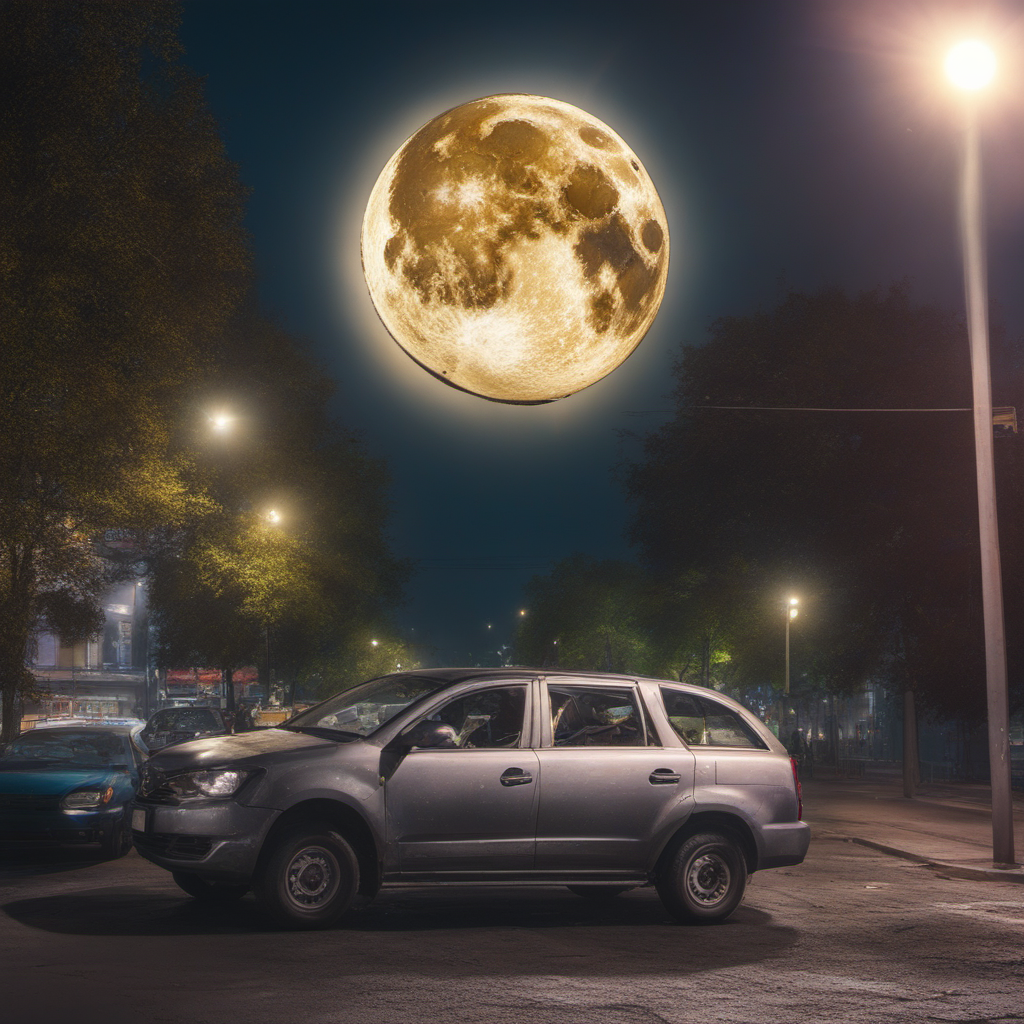 KREA AI - a car crashing with the moon in Mexico City, 4k, U...