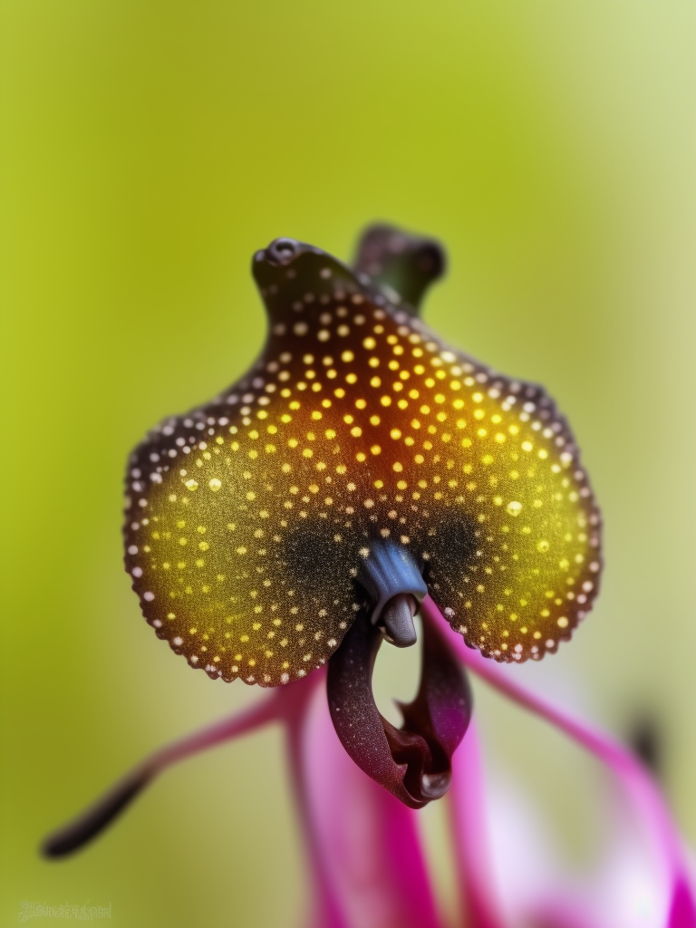 KREA AI translucent bird face, orchidee small black dots a...