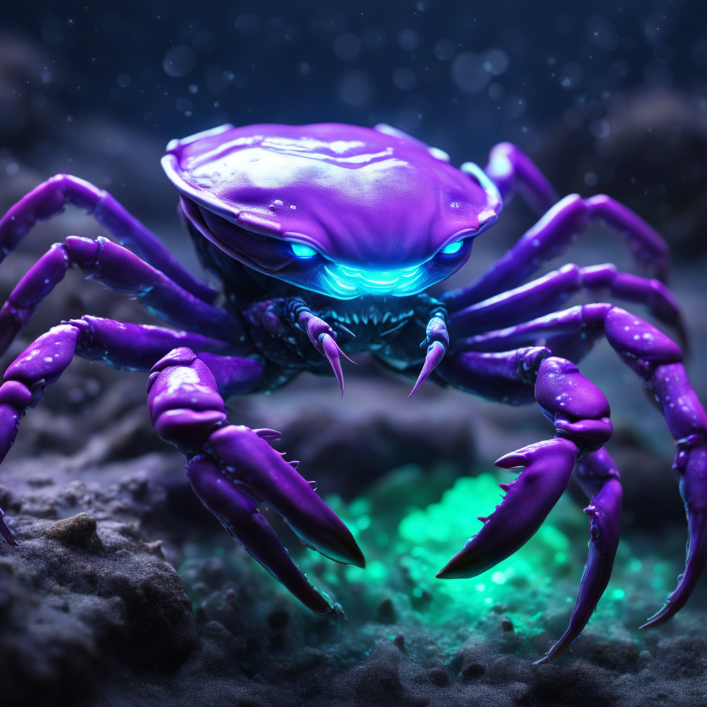 KREA AI Fantasy Bioluminescent Ocean Crab, Hyper realistic...
