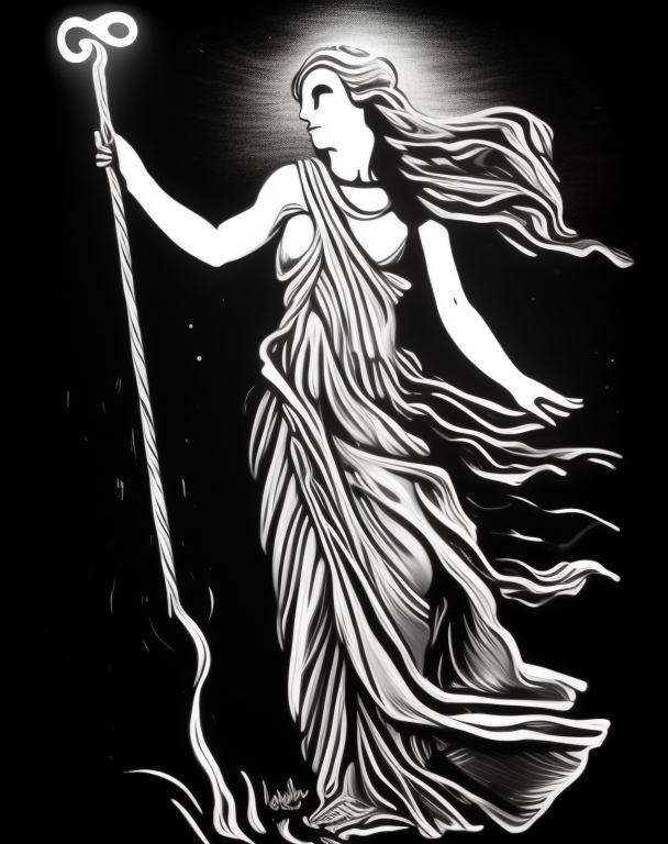 KREA AI Elpis the greek godess of hope with a cane of ligh...
