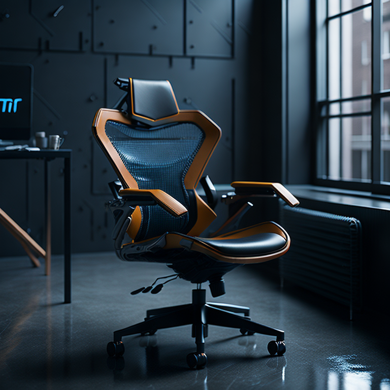 KREA AI a commercial of a leather office mesh chair in a f...