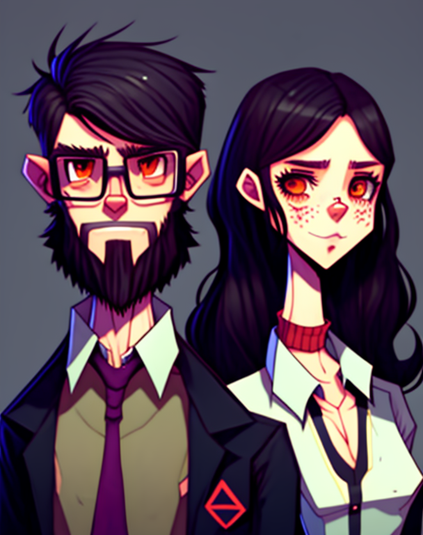 KREA AI draw a boy and a girl in the style of Disco Elysiu...