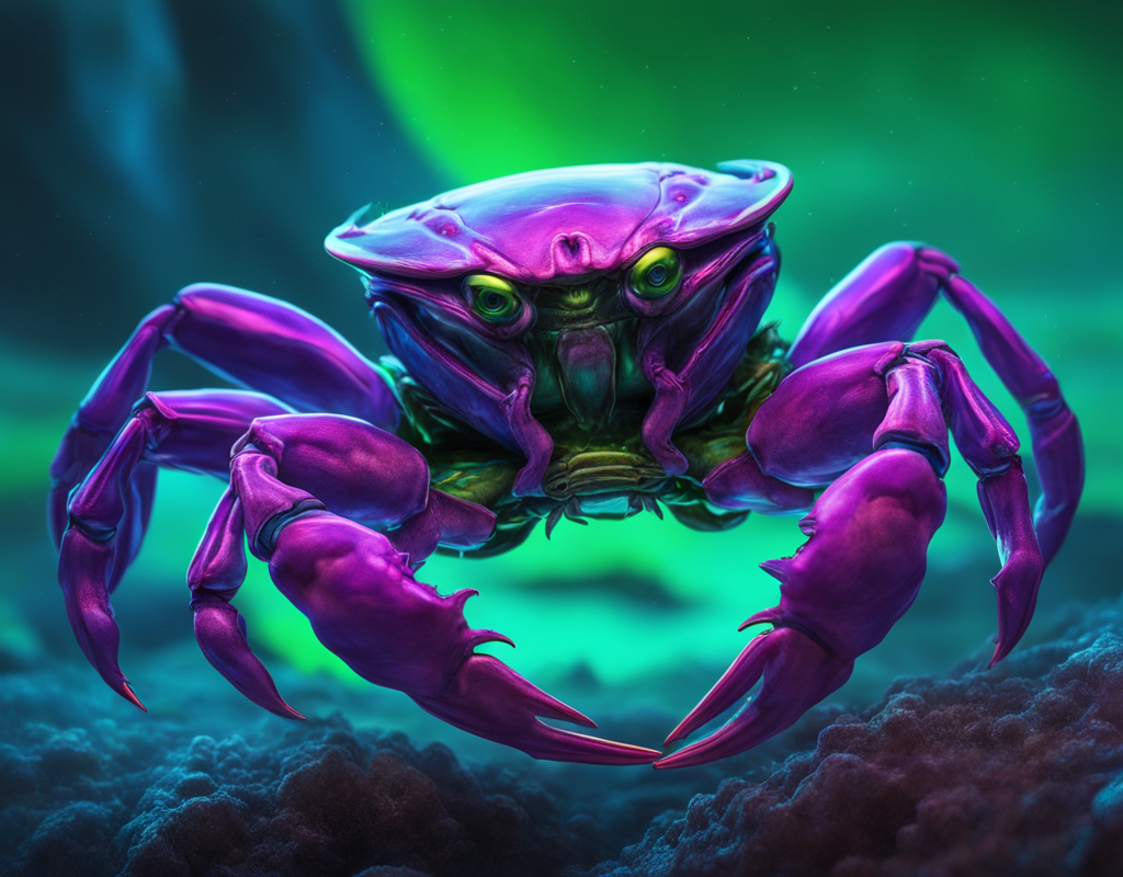 KREA AI Fantasy Bioluminescent Ocean Crab, Hyper realistic...