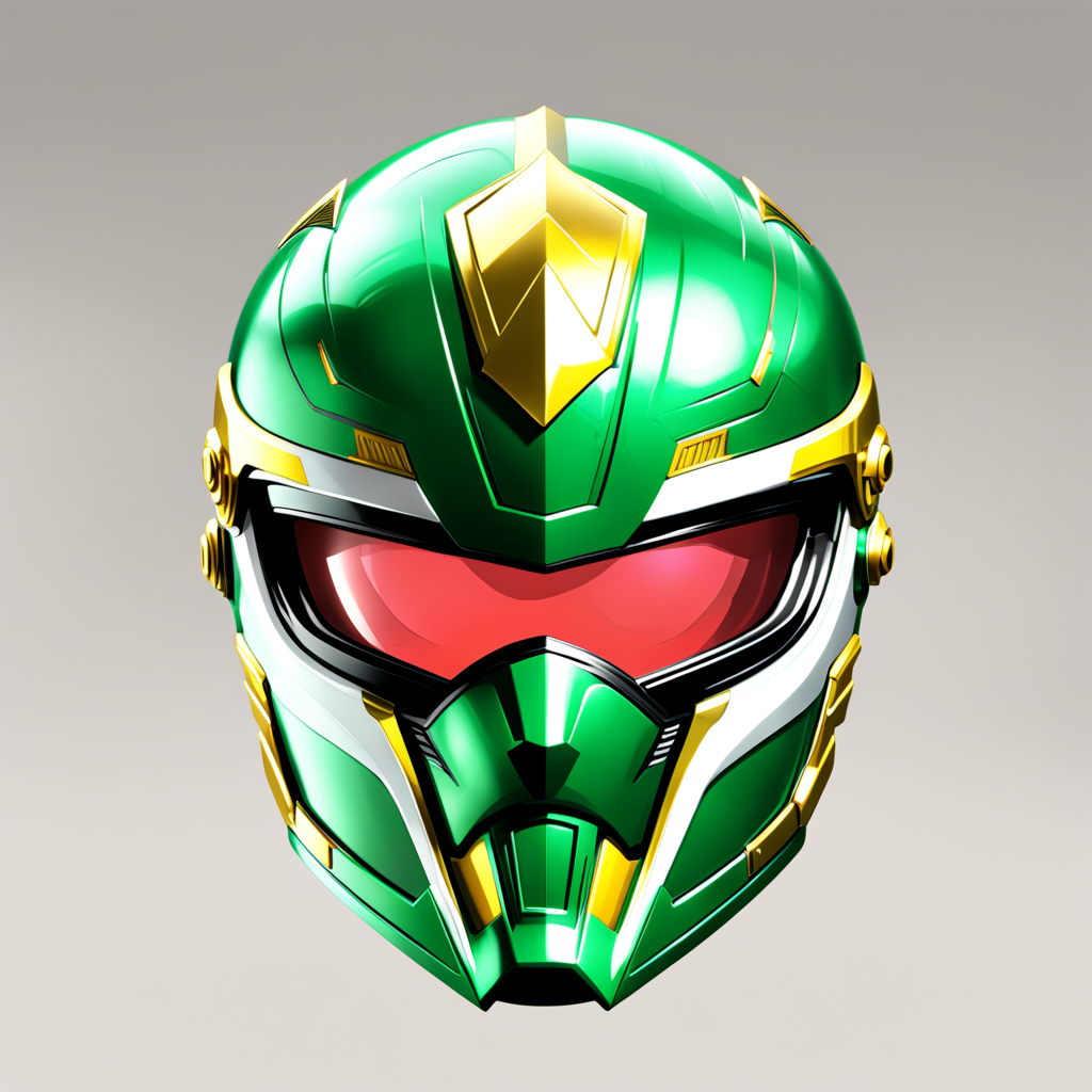 KREA AI super sentai helmet design, green ranger helmet, h...