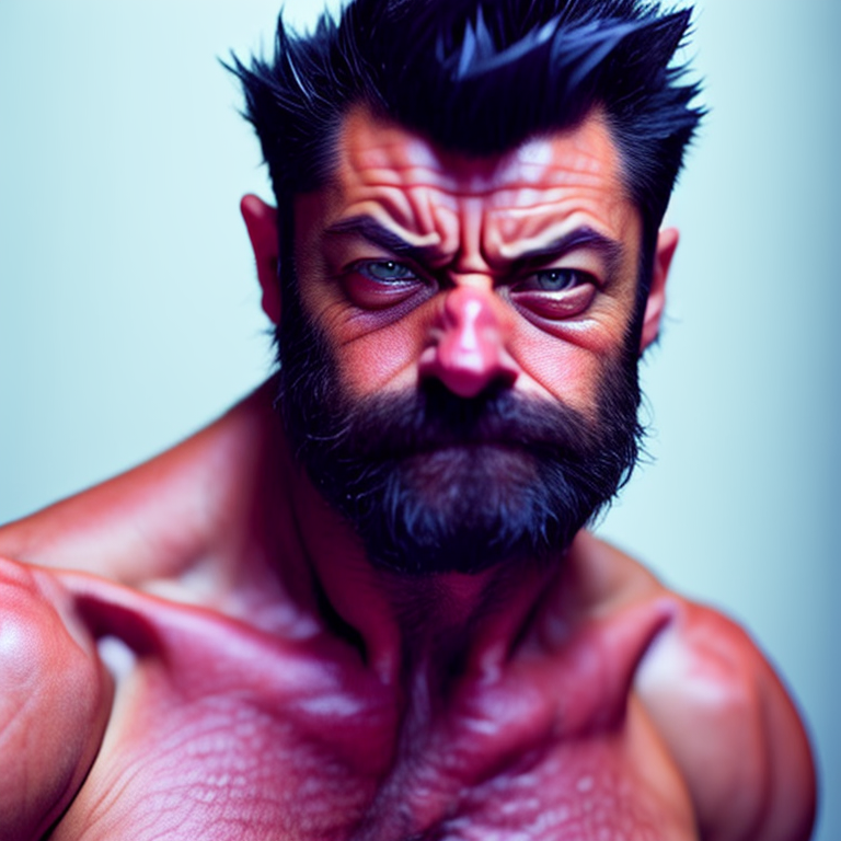 KREA AI wolverine dapper shaved face clean shaven clean sh...