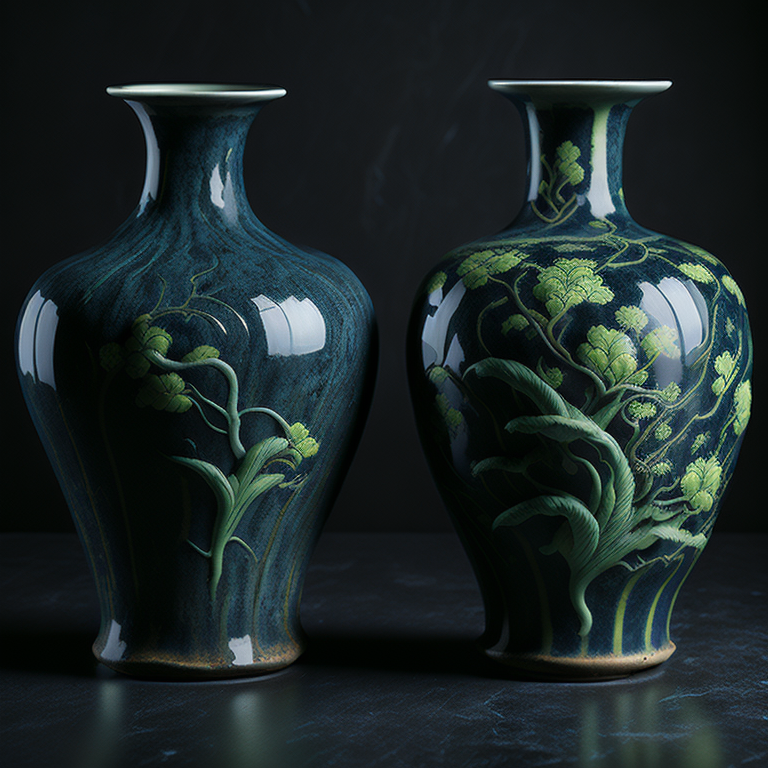 KREA AI ancient chinese ming dynasty vases