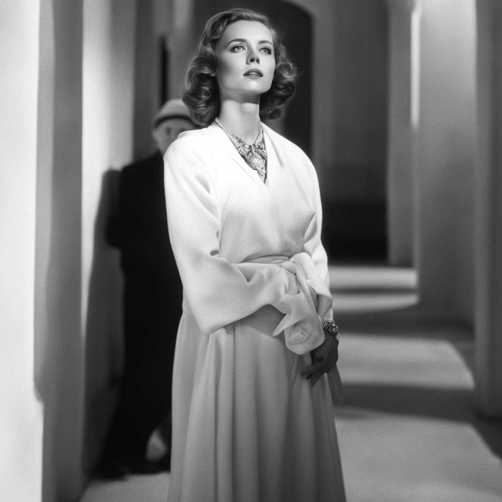 KREA AI casablanca, Ilsa Lund, portrait, monochrome, pale KREA AI casablanca, Ilsa Lund, portrait, monochrome, pale